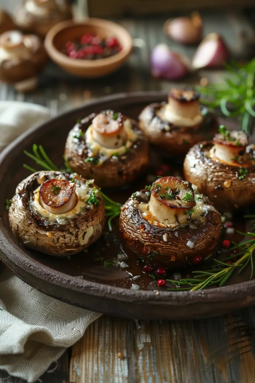 A pan of mushrooms cooked with curry leaves and coconut